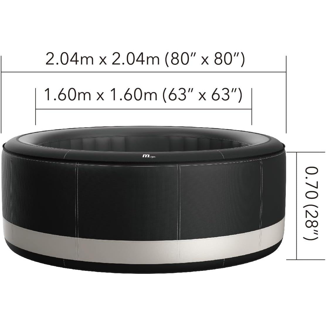 MSPA Whirlpool Camaro 204 x 204 x 70 cm - Opblaasbare hottub voor 6 personen met 138 massage sproeiers, PTC-verwarming, ozonontsmetting & Rhino-Tech 6-laags materiaal | Zelfopblazend, digitaal