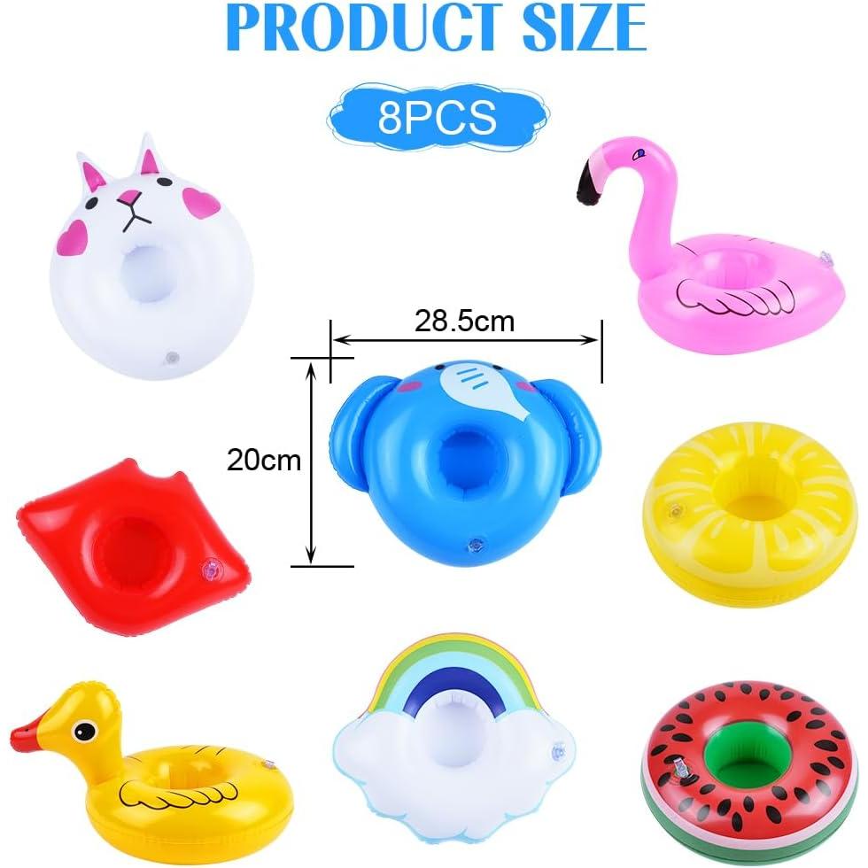 AUYAO Opblaasbare pooldrinkhouders, 8 stuks opblaasbare pooldrinkbekers, hottubdrinkhouders, pooltoy, opblaasbare bekershouder, drijvende drinkhouder voor poolvakanties