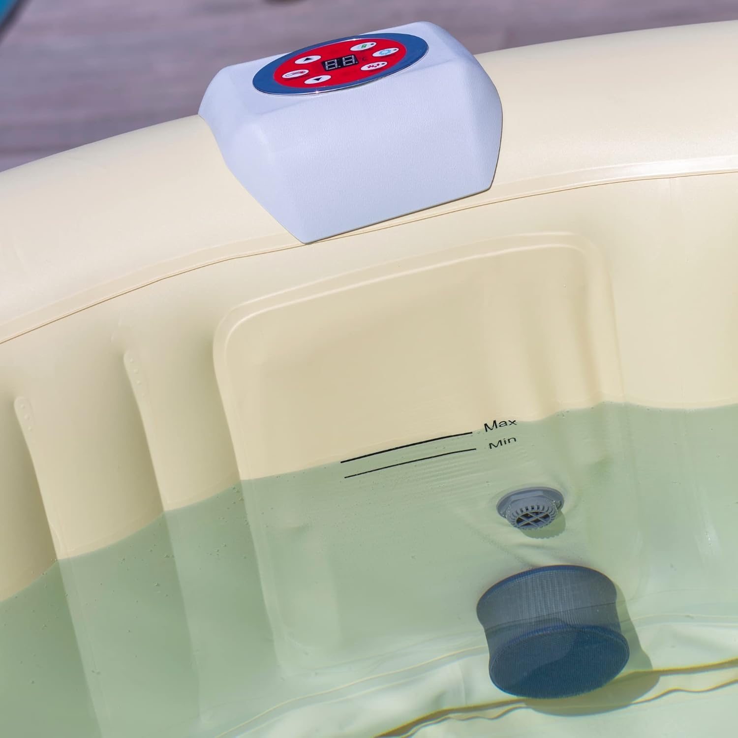 EASE.ZONE opblaasbare verwarmde spa, 800 liter, zwart, 180 x 180 x 65 cm