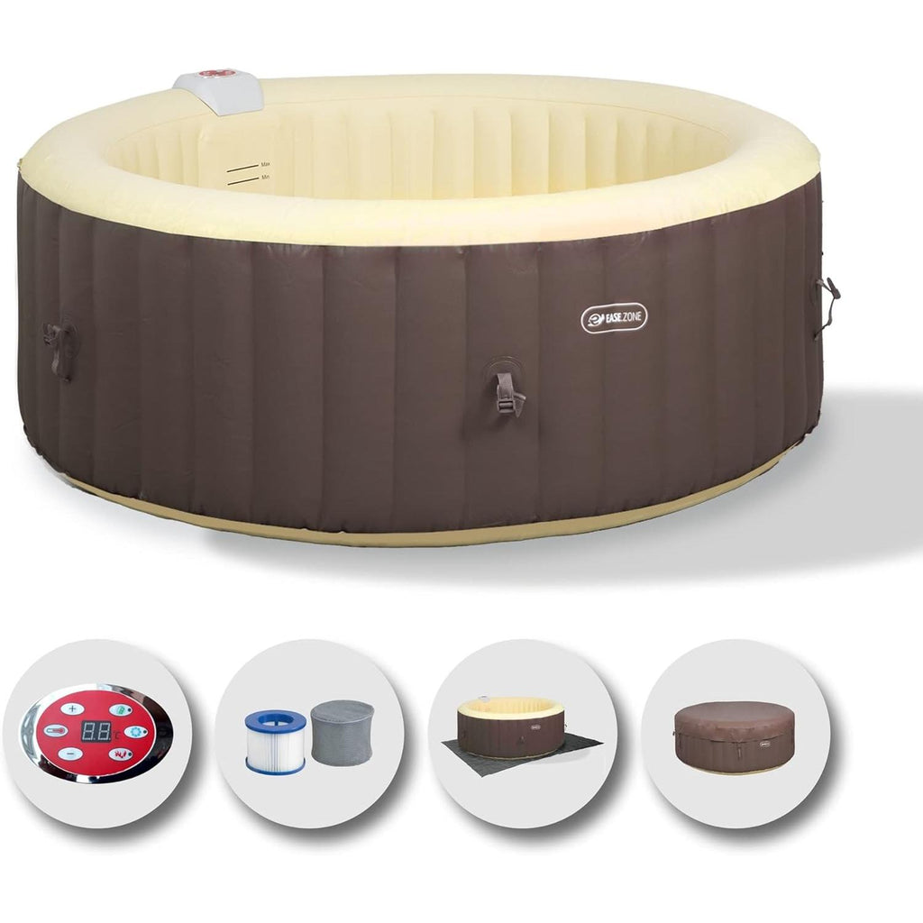 EASE.ZONE opblaasbare verwarmde spa, 800 liter, zwart, 180 x 180 x 65 cm