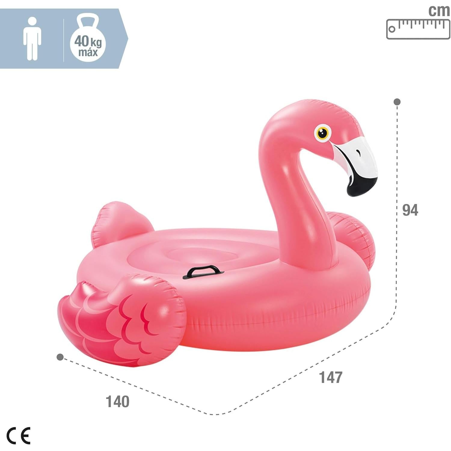 Intex 57558NP Flamingo opblaasbare rittoy, 147cm x 140cm x 94cm