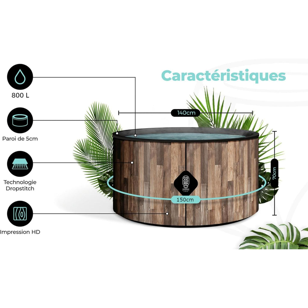 COCO SPA Nordik opblaasbare spa - 150 cm doorsnede - 800 liter - 2240 W motor - voor 2 tot 4 personen - Massage met 140 straalnozzles