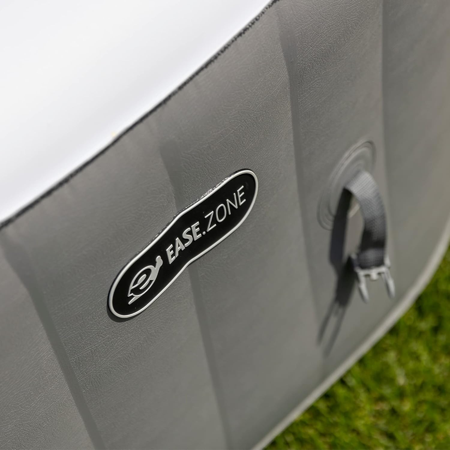 EASE.ZONE Whirlpool opblaasbaar vierkant verwarmd voor 4 personen, 145 x 145 x 65 cm, zeer stille pomp, grijs