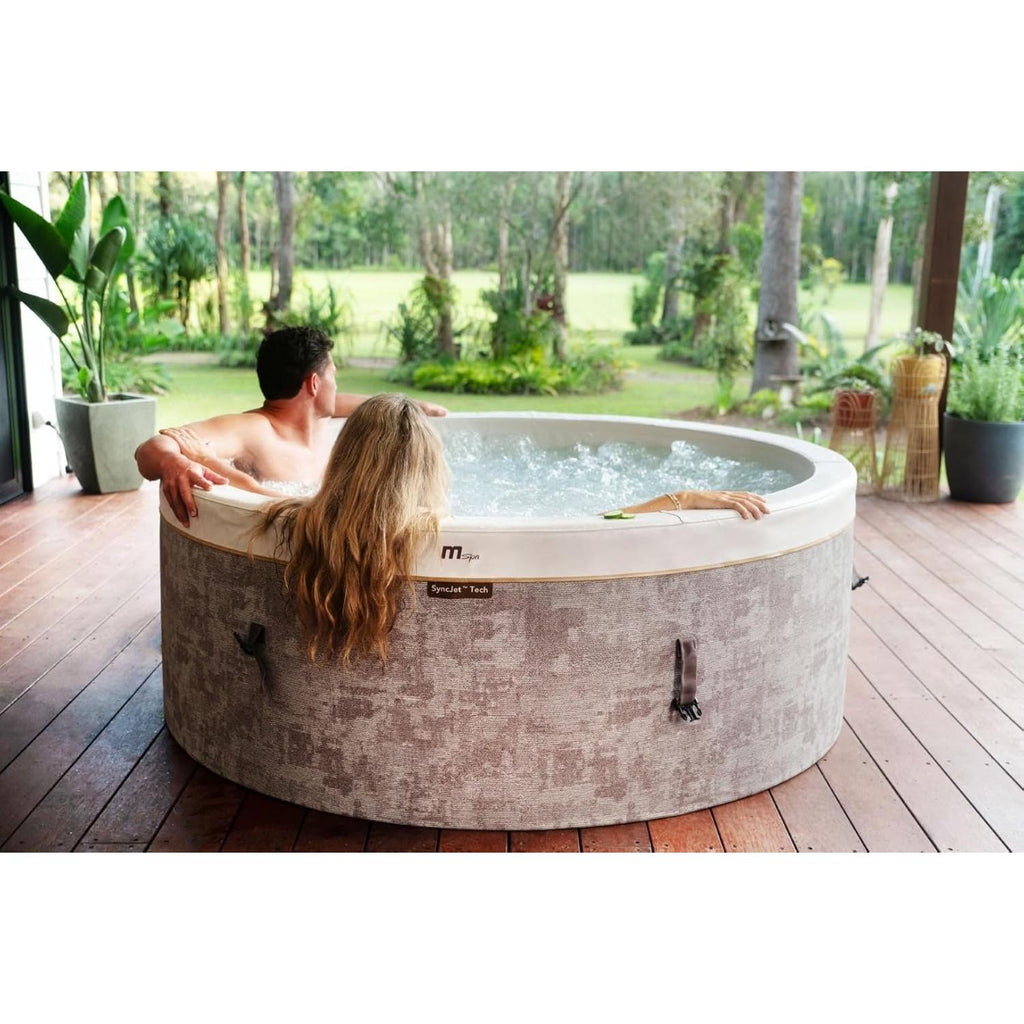 MSpa Cocoon Whirlpool, 180 x 180 x 65 cm, opblaasbare 6-persoons whirlpool met 130 luchtstralen, 3 SyncJet-hydrostralen, PTC-verwarming, UVC+-ontsmetting, antivries systeem en Rhino Tech 6-laags materiaal