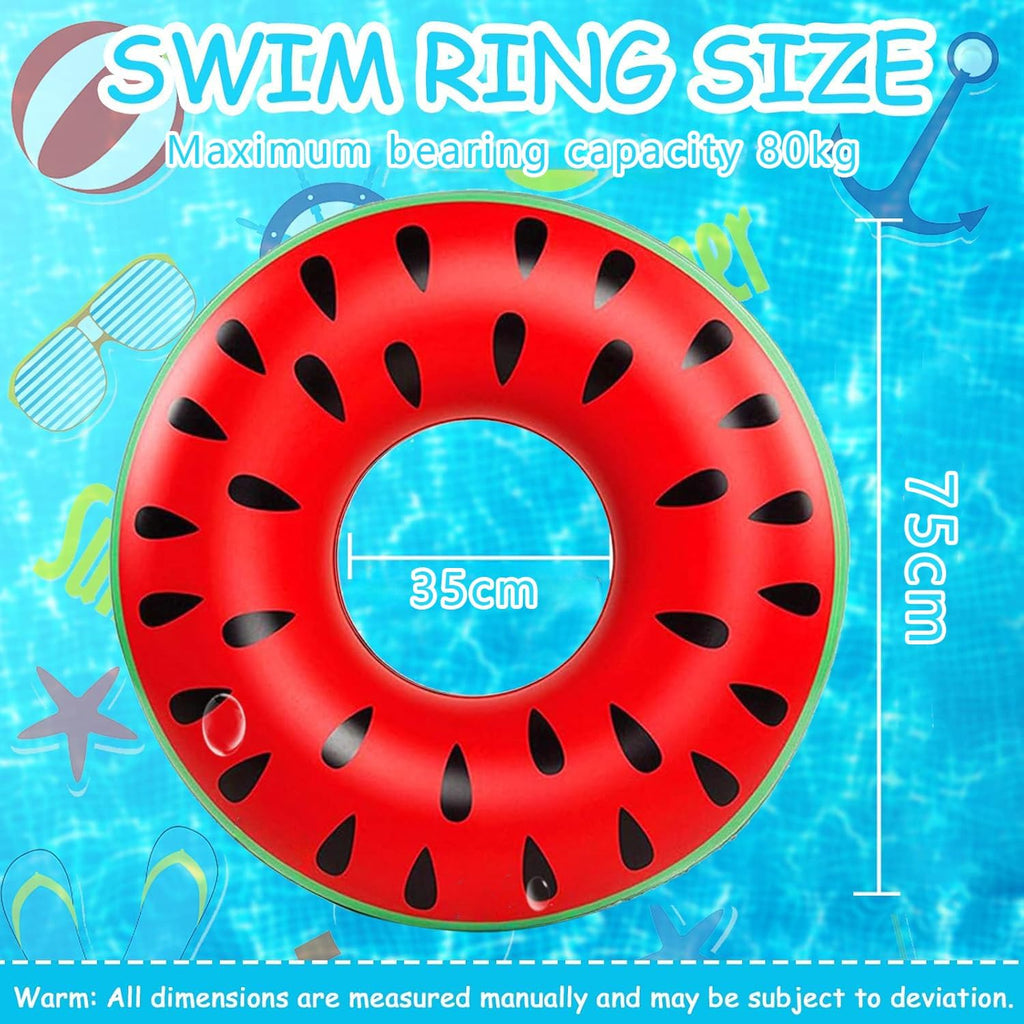 Volwassenen zwemringen, opblaasbare ring, rubberen zwemring, gladde zwembuis voor het zwembad, watermeloen zwembuis, waterpret speelgoed voor strand en zwembad voor zomerfeesten (75cm)