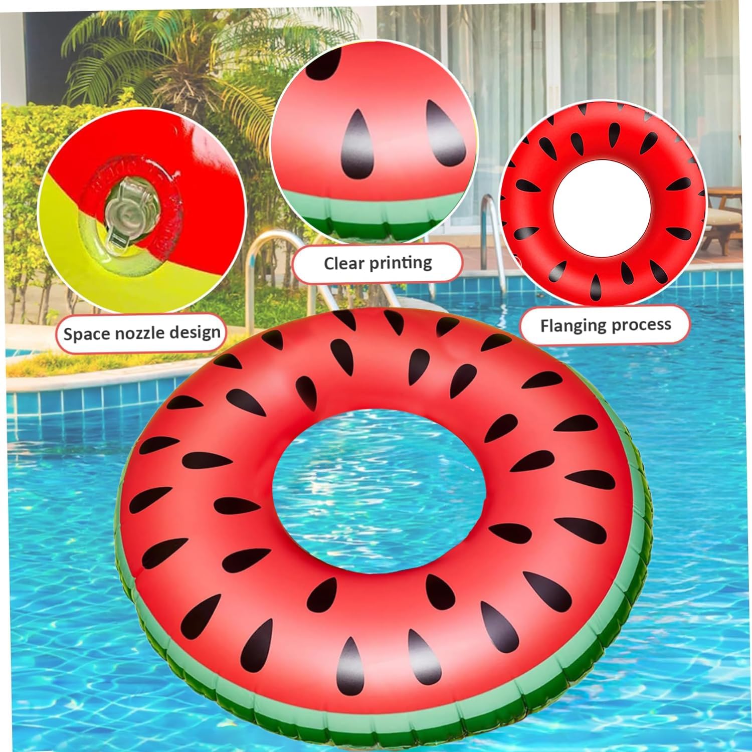 Volwassenen zwemringen, opblaasbare ring, rubberen zwemring, gladde zwembanden voor het zwembad, watermeloen zwembanden voor waterpret op het strand en in het zwembad, speelgoed voor zomerfeesten (75cm)