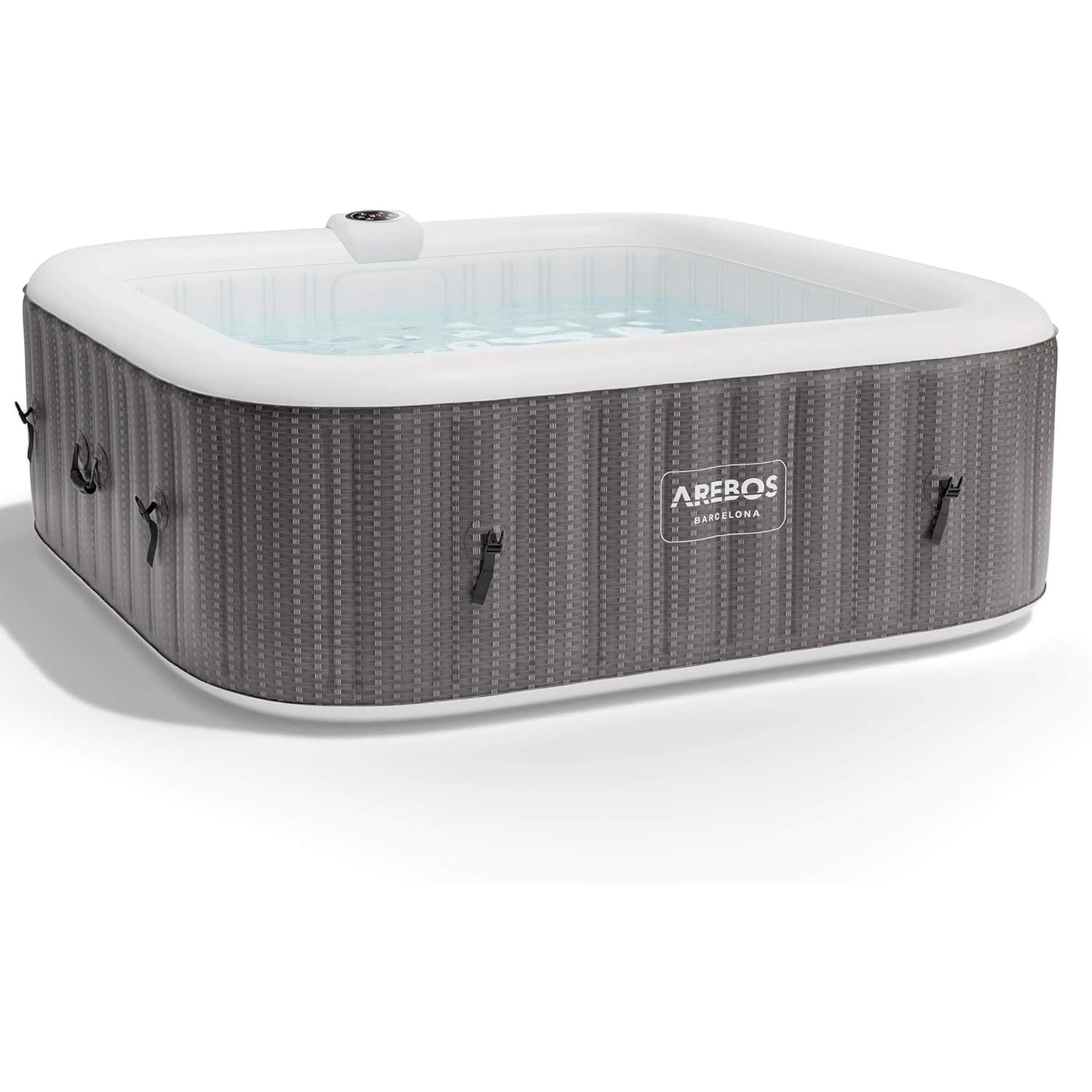 Arebos Spa whirlpool 2400W | Buitenwhirlpool | voor 6 personen, 185x185 cm | 130 massagekoppen | 910 L met verwarming | Opblaasfunctie met één druk op de knop | Inclusief hoes | Bubble Spa & Wellnessmassage