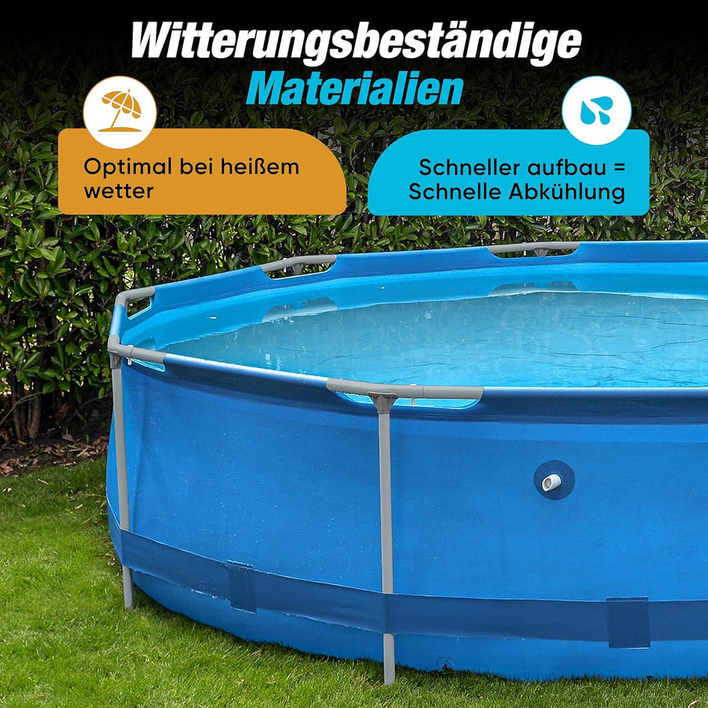Volledige set met filterpomp, beschermhoes voor chemische dispenser, ronde stalen frame zwembad met doorsnede 300 x 76 cm