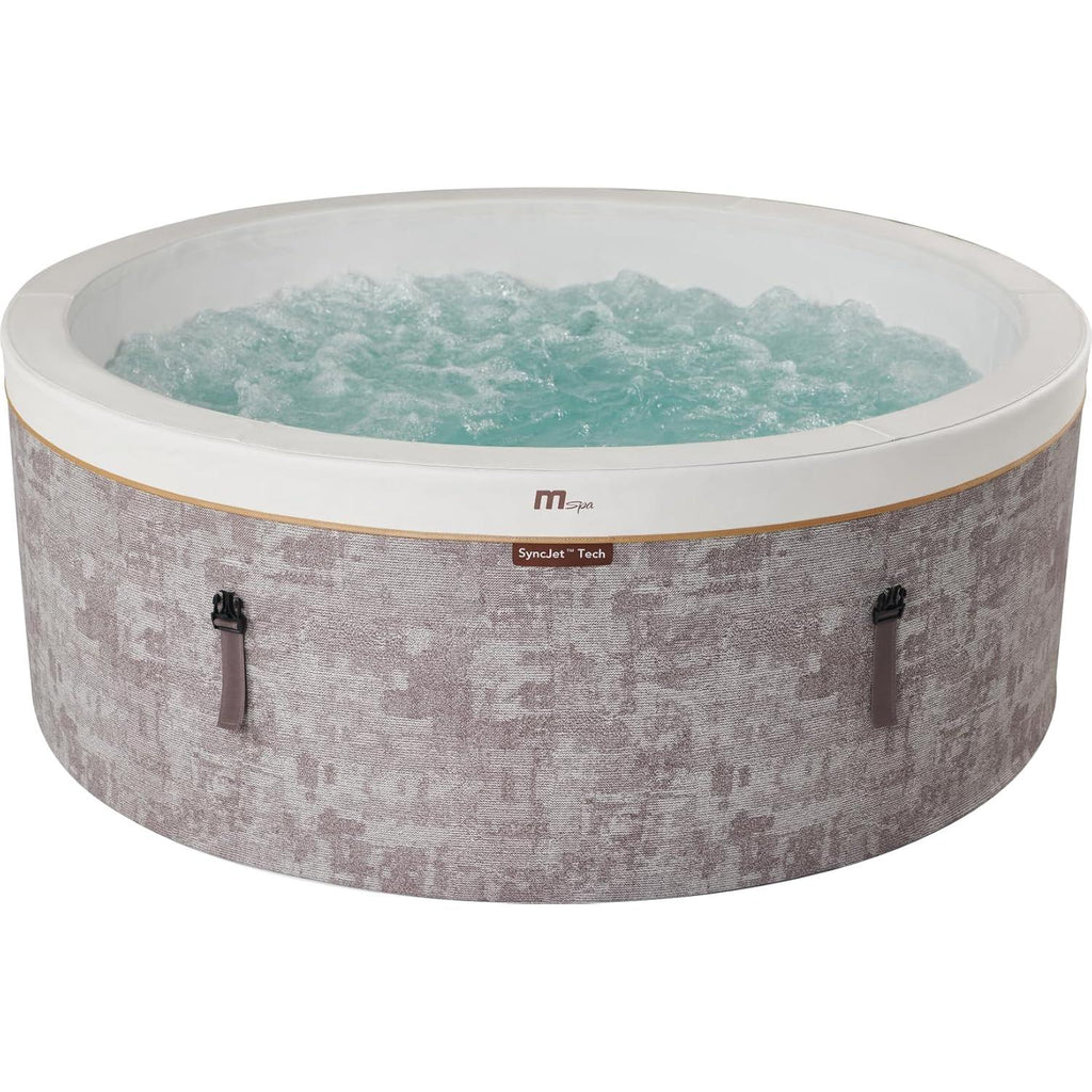 MSpa Cocoon Whirlpool, 180 x 180 x 65 cm, 6-persoons opblaasbare whirlpool met 130 luchtstralen, 3 SyncJet-hydrostralen, PTC-verwarming, UVC+ desinfectie, antivriesysteem en Rhino Tech 6-laags materiaal