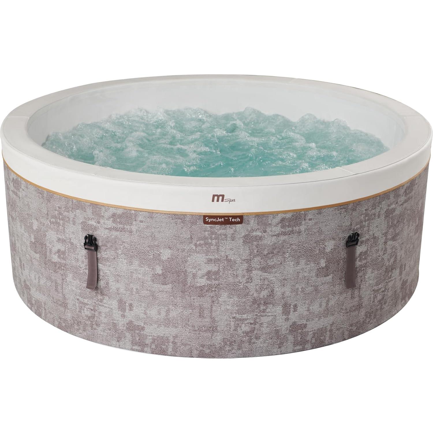MSpa Cocoon Whirlpool, 180 x 180 x 65 cm, 6-persoons opblaasbare whirlpool met 130 luchtstralen, 3 SyncJet-hydrostralen, PTC-verwarming, UVC+ desinfectie, antivriesysteem en Rhino Tech 6-laags materiaal