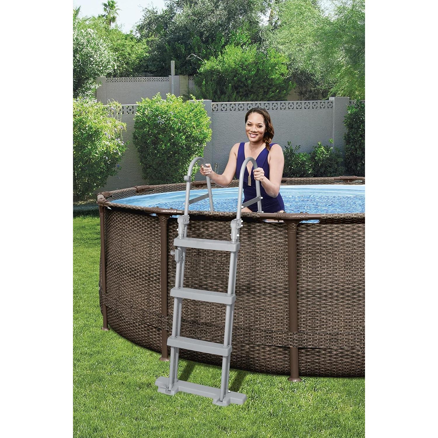 Bestway Steel Pro Max Frame Zwembad Complete Deluxe Set met rotan uitstraling 366 x 100 cm