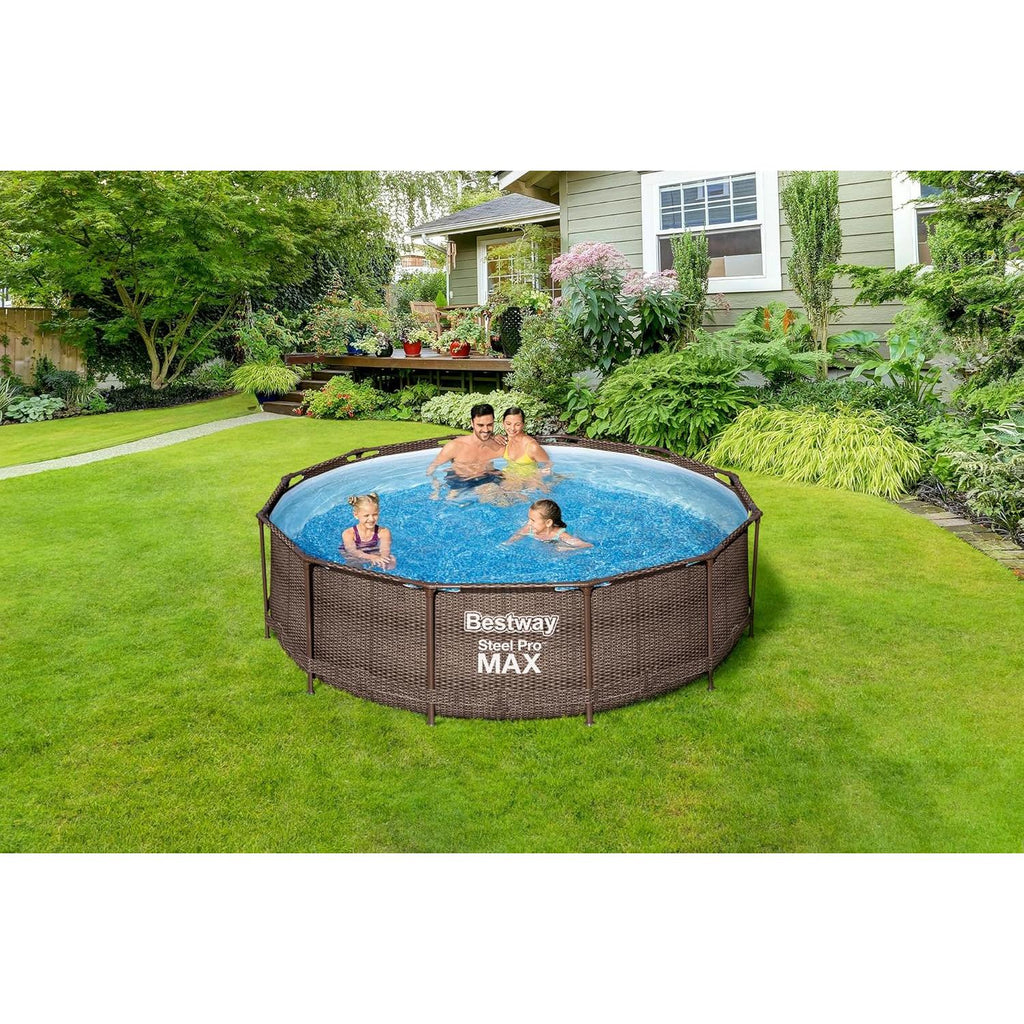Bestway Steel Pro Max Frame Zwembad Complete Set Deluxe Rotan Look 366 x 100 cm