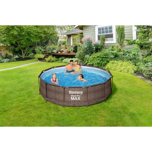 Bestway Steel Pro Max Frame Zwembad Complete Set Deluxe Rotan Look 366 x 100 cm
