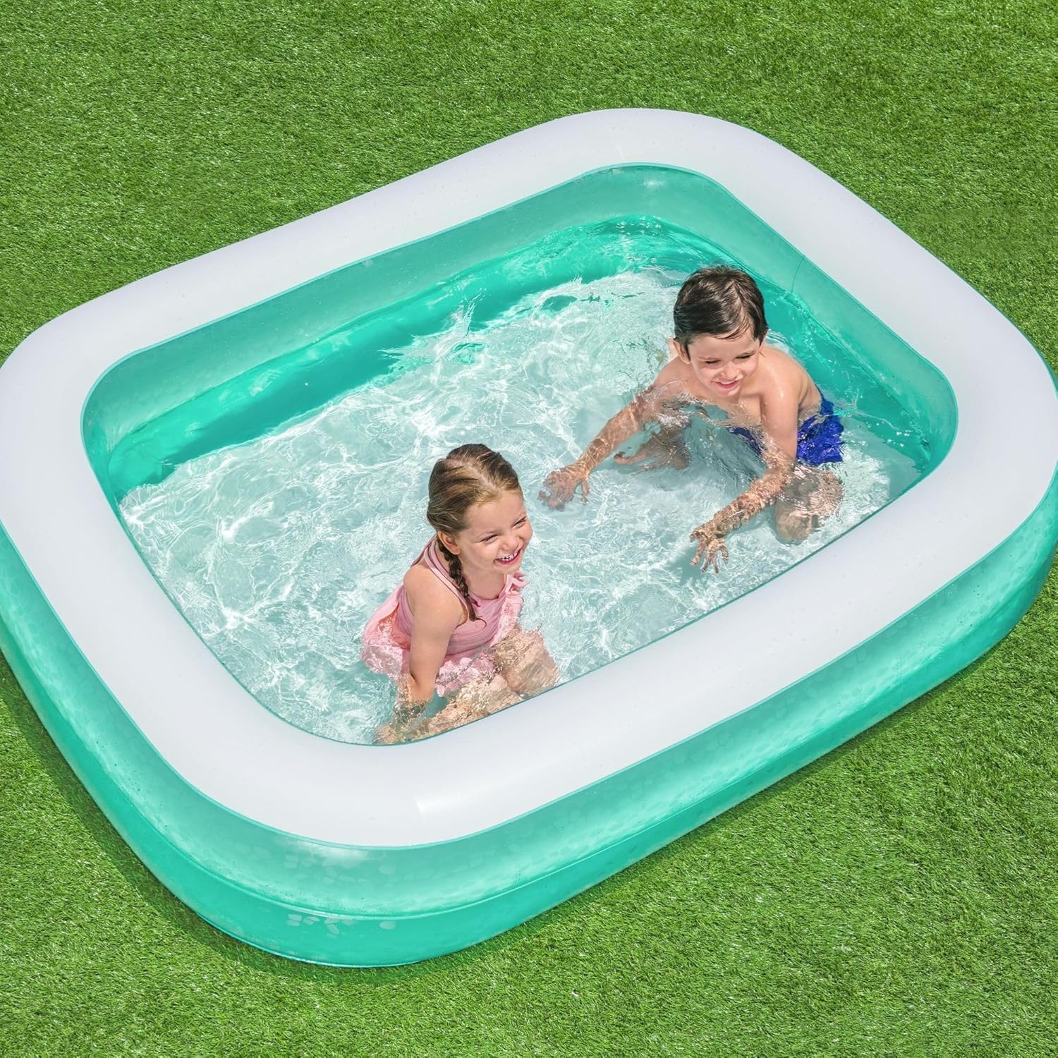 Bestway 54005 Opblaasbare heldere familiezwembad, 201 x 150 x 51 cm - groen