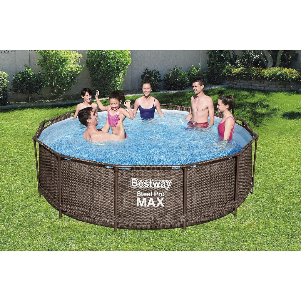 Bestway Steel Pro Max Frame Zwembad Complete Deluxe Set Rotan Look 366 x 100 cm