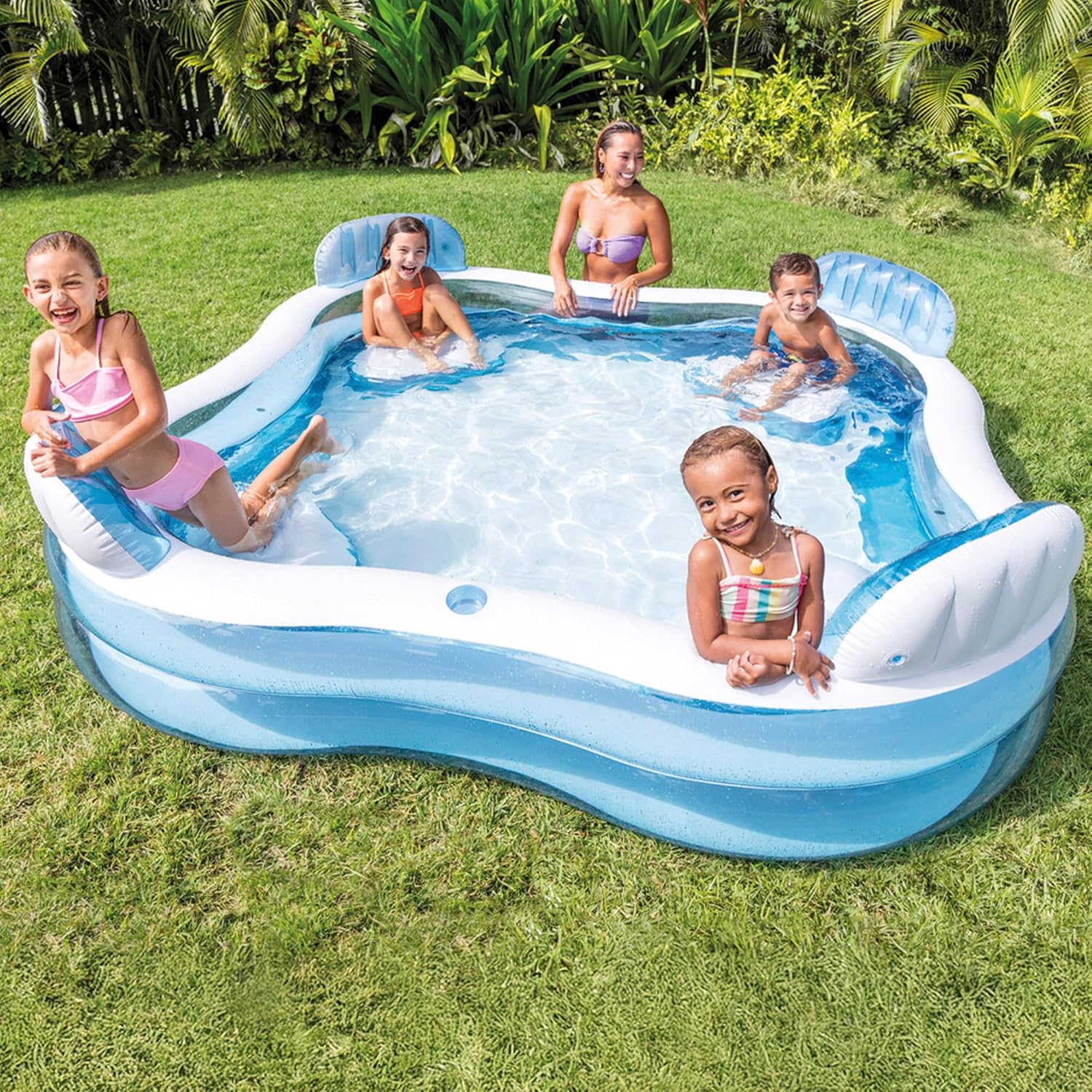 Intex 56475NP Familie lounge zwembad met 4 zitplaatsen, 229cm x 229cm x 66cm